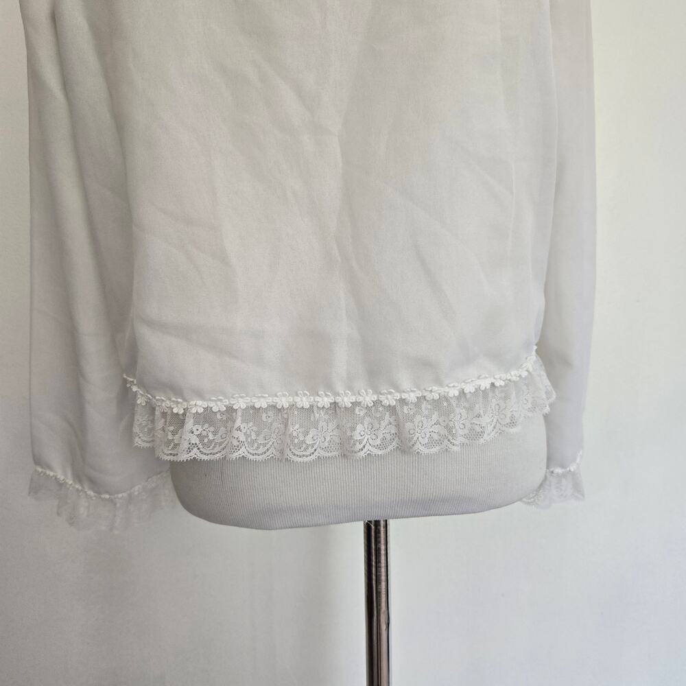 Vintage Edwardian Style Blouse Women Lace Dainty Feminine White Medium - Picture 8 of 14